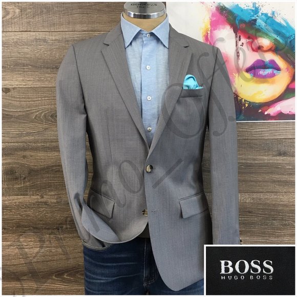 Hugo Boss Mens Blazer Sport Coat Two Button Casual Jacket 38R Wool Suits Halsey2